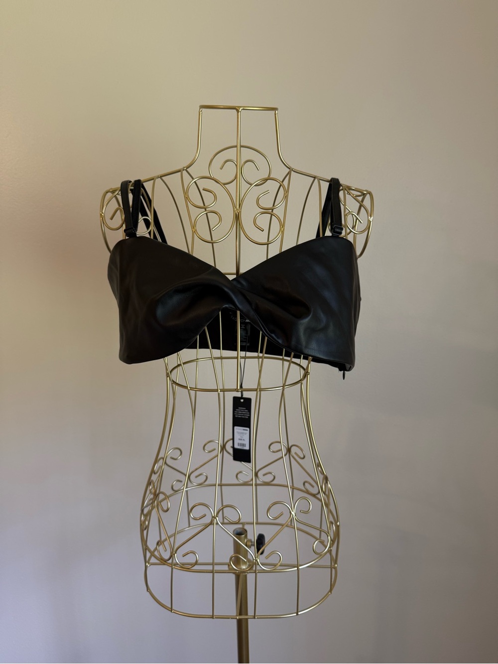 Fashion Nova Black Faux Leather Twist top